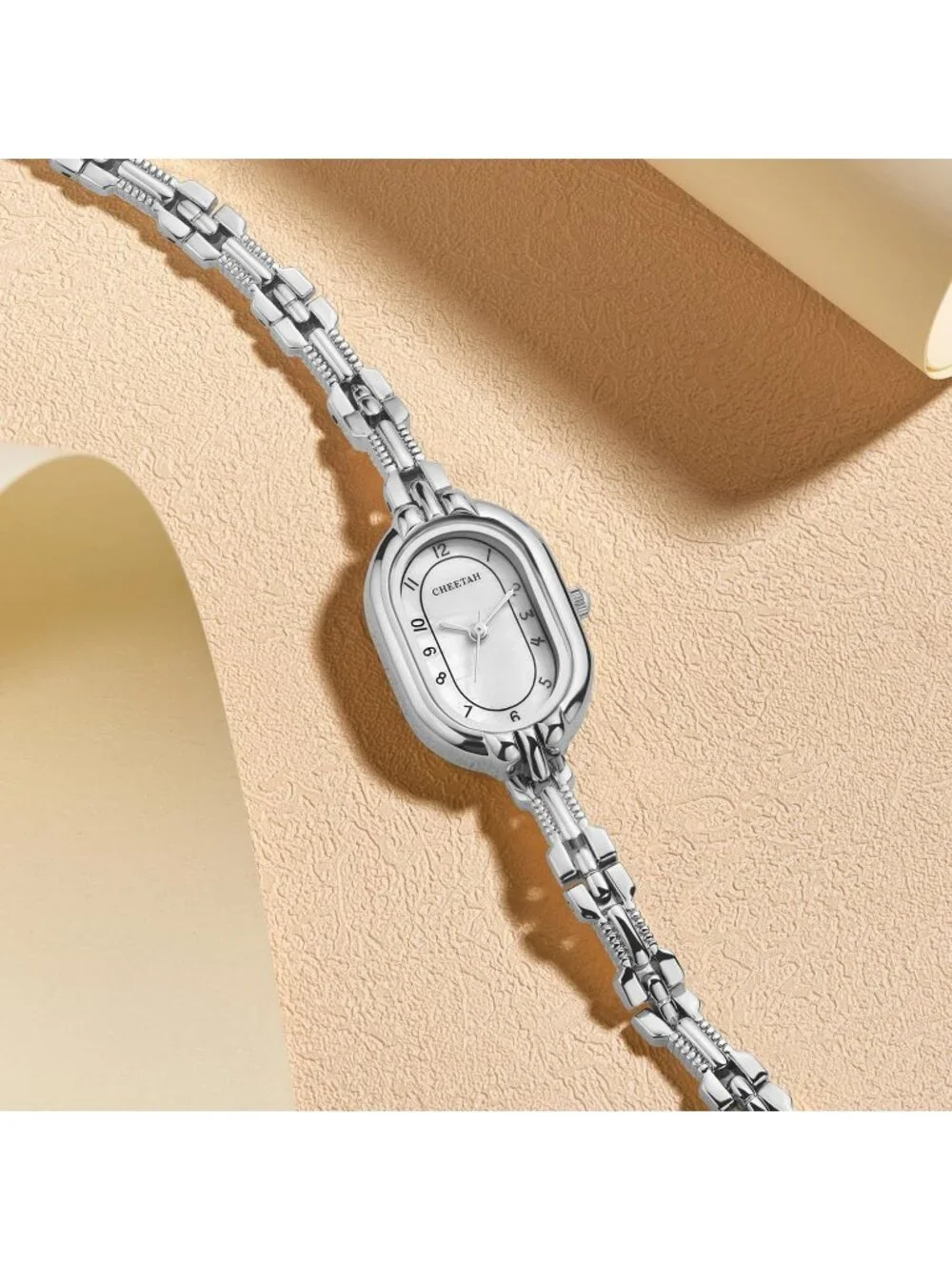 Women's Silver White Dainty Bangle Vintage Bracelet Numeral Dial Wrist Watch